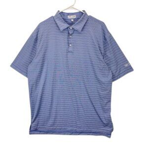 Peter Millar Polo Shirt Men’s Size XL Blue Striped Summer Comfort Golf Charlotte